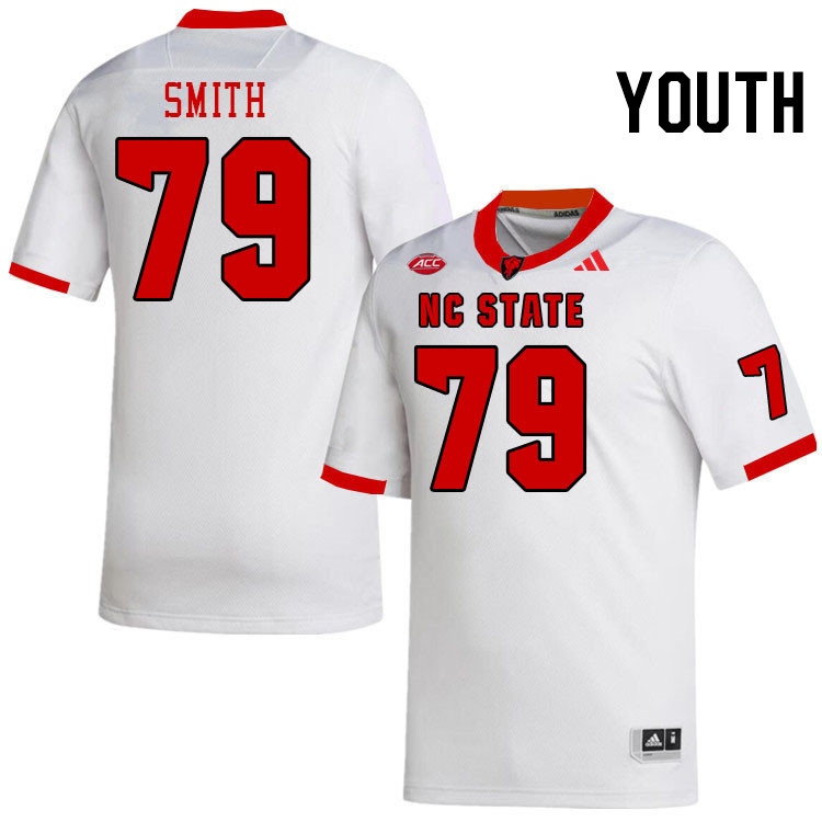 Youth #79 Kamen Smith NC State Wolfpack College Football Jerseys Stitched-White